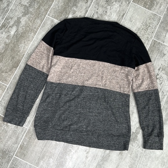 Womens Crewneck Tunics Color Block Long Sleeve Casual Loose Knit Top - Picture 2 of 9